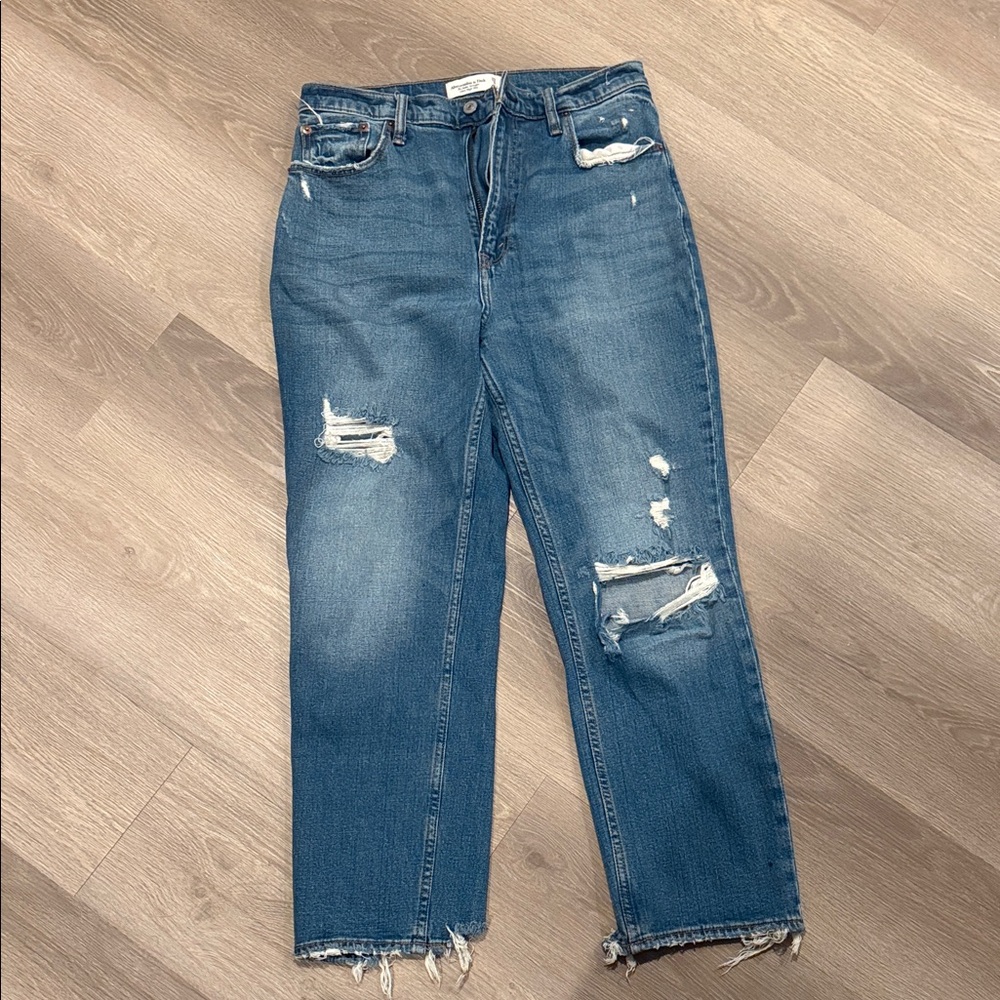 Abercrombie & Fitch Ripped Blue Ankle Jeans